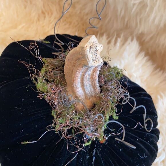 Handmade Fall Holiday Black genuine VELVET Pumpkin Decor - Picture 7 of 11
